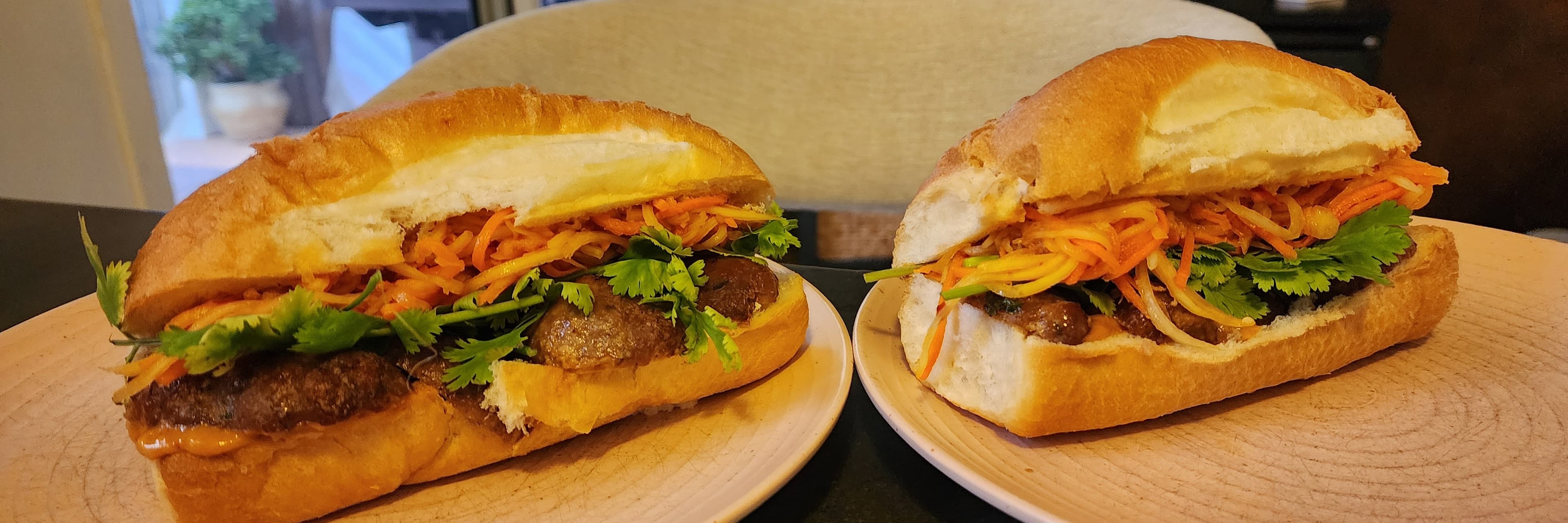 Thai Banh Mi with Lemongrass Pork, Som Tam & Satay "Pâté"